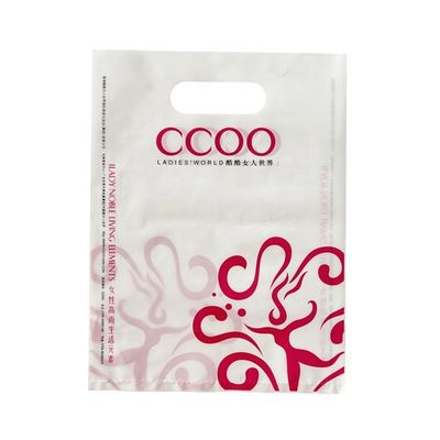 Bolsa de compras de LDPE opaca con mango cortado en forma de muesca Bolsa de compras de plástico de venta minorista Logotipo personalizado
