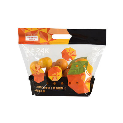 Bolsa de plástico de calidad alimentaria de diseño personalizado Transparente de almacenamiento de frutas y verduras frescas Bolsa de embalaje con manguera de cremallera