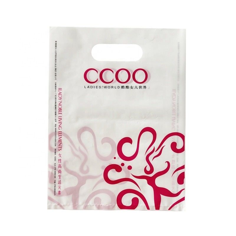Bolsa de compras de LDPE opaca con mango cortado en forma de muesca Bolsa de compras de plástico de venta minorista Logotipo personalizado