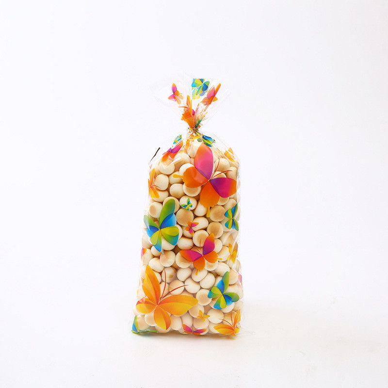 Bolsas de regalo de celofán impresas a medida reciclables para fiestas paquete de 100